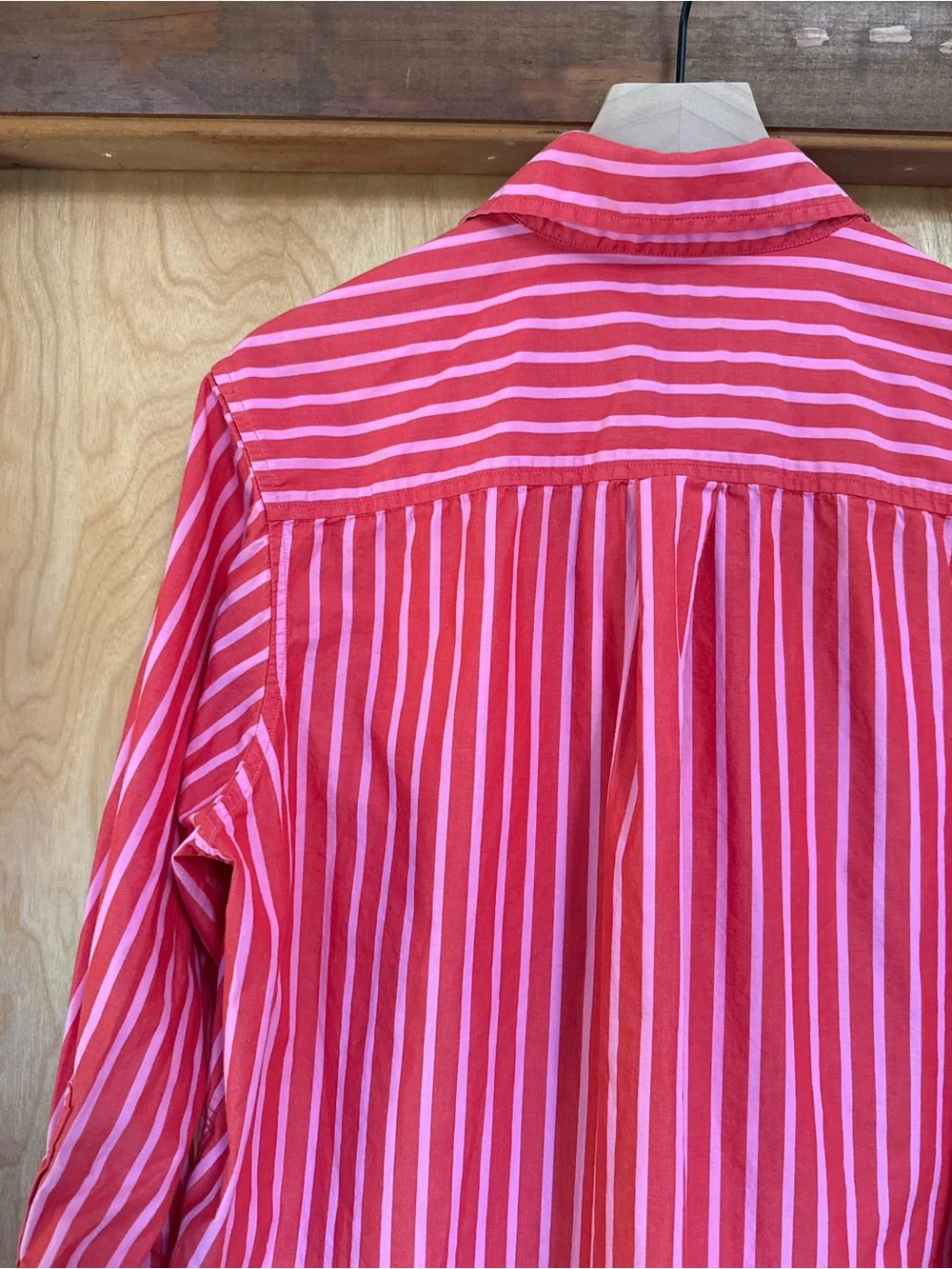Small GAP Red & Pink Striped Cotton Poplin Button-Down Shirt Coord Set Available - Picture 7 of 10